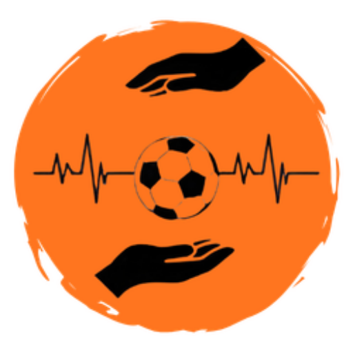 Logo de l’association Ain’clusif représentant un ballon de football entouré de mains, symbole d’inclusion, de sport adapté et de solidarité