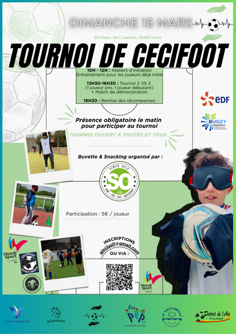 Tournoi de Cécifoot & Concert Solidaire : rendez-vous le 15 mars 2026 à Viriat !